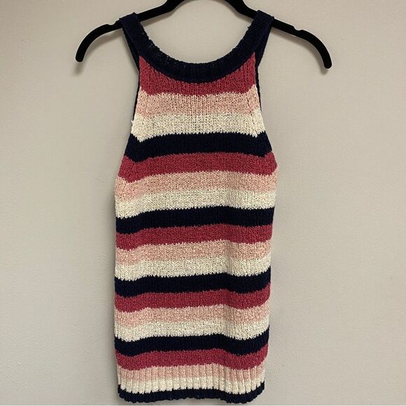J. Crew Point Sur Stripe Tank Sweater In Navy Rose Multi XS - Picture 4 of 5